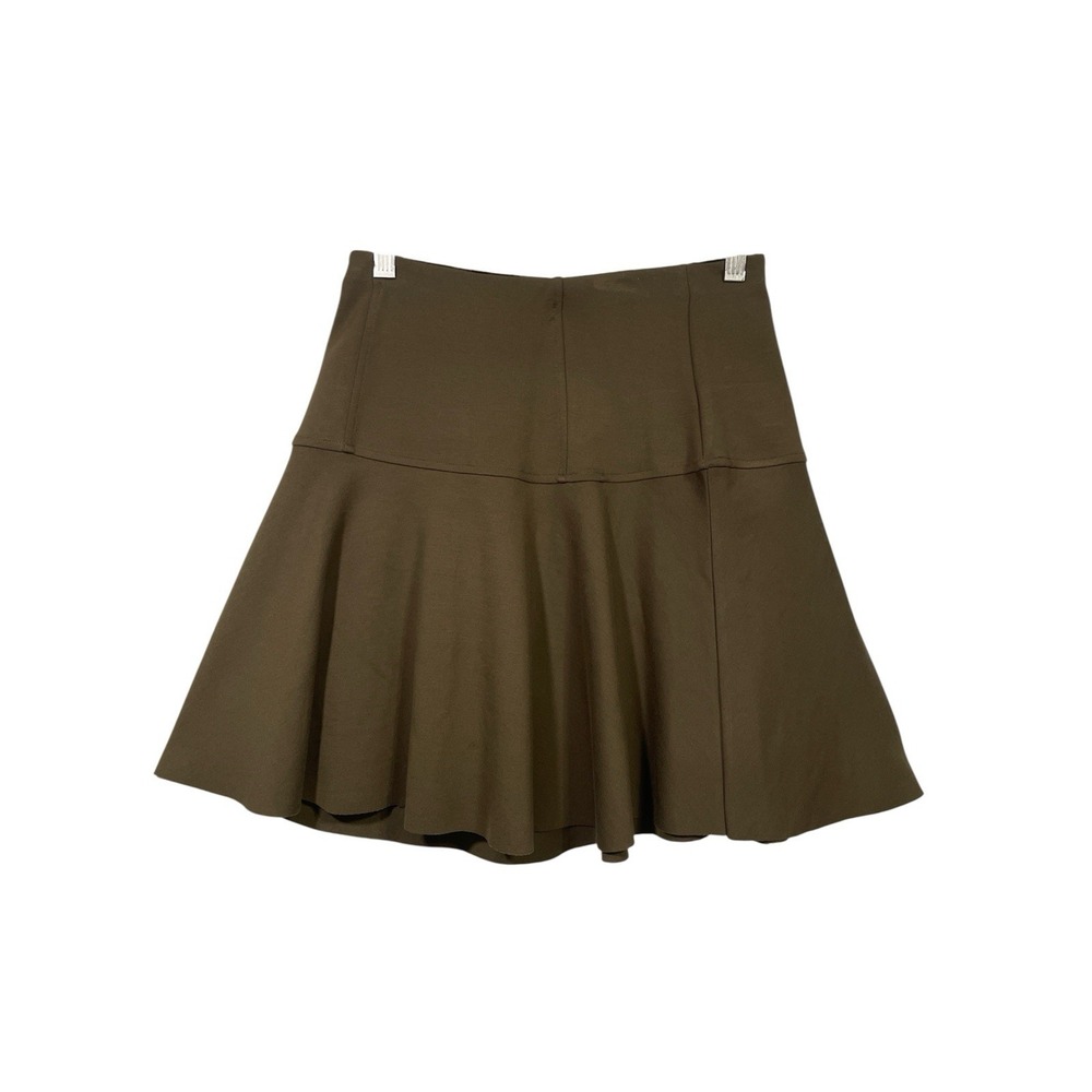 Free People Olive Green Flared Mini Skirt XS Elastic Waist Made in Turkey